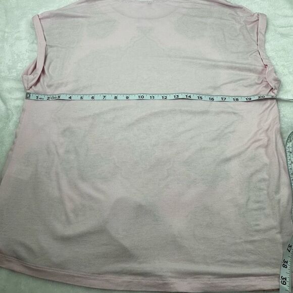 DR2 Women's Size L Mandala Print Short Sleeve Top Pink Bohemian Rolled Sleeve - Picture 8 of 9